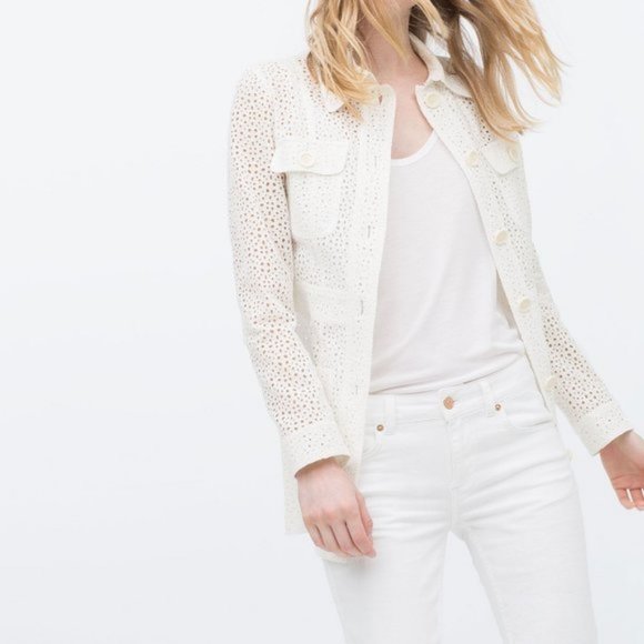BLOGGER'S FAVE! Zara White Embroidered Jacket Sz S NWT - Picture 9 of 10